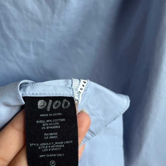 Theory Off-the-shoulder Cotton Poplin Blue Blouse - Picture 6 of 11